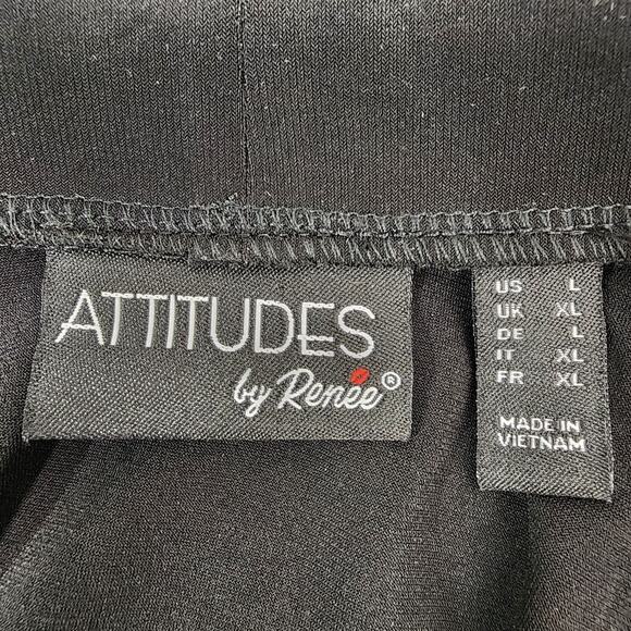 Attitudes by Renee Womens Como Jersey Fringe Jacket Black Large Knit Open Front - Picture 7 of 9